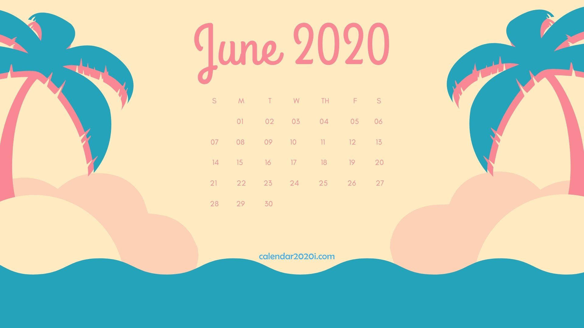 Pastel Summer June Calendar 2020