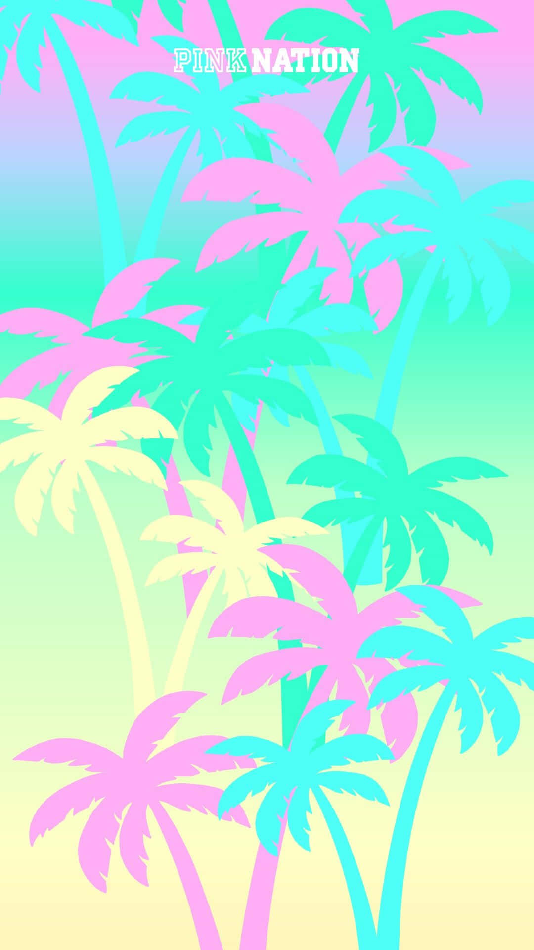 Pastel Summer Colorful Palm Trees Wallpaper