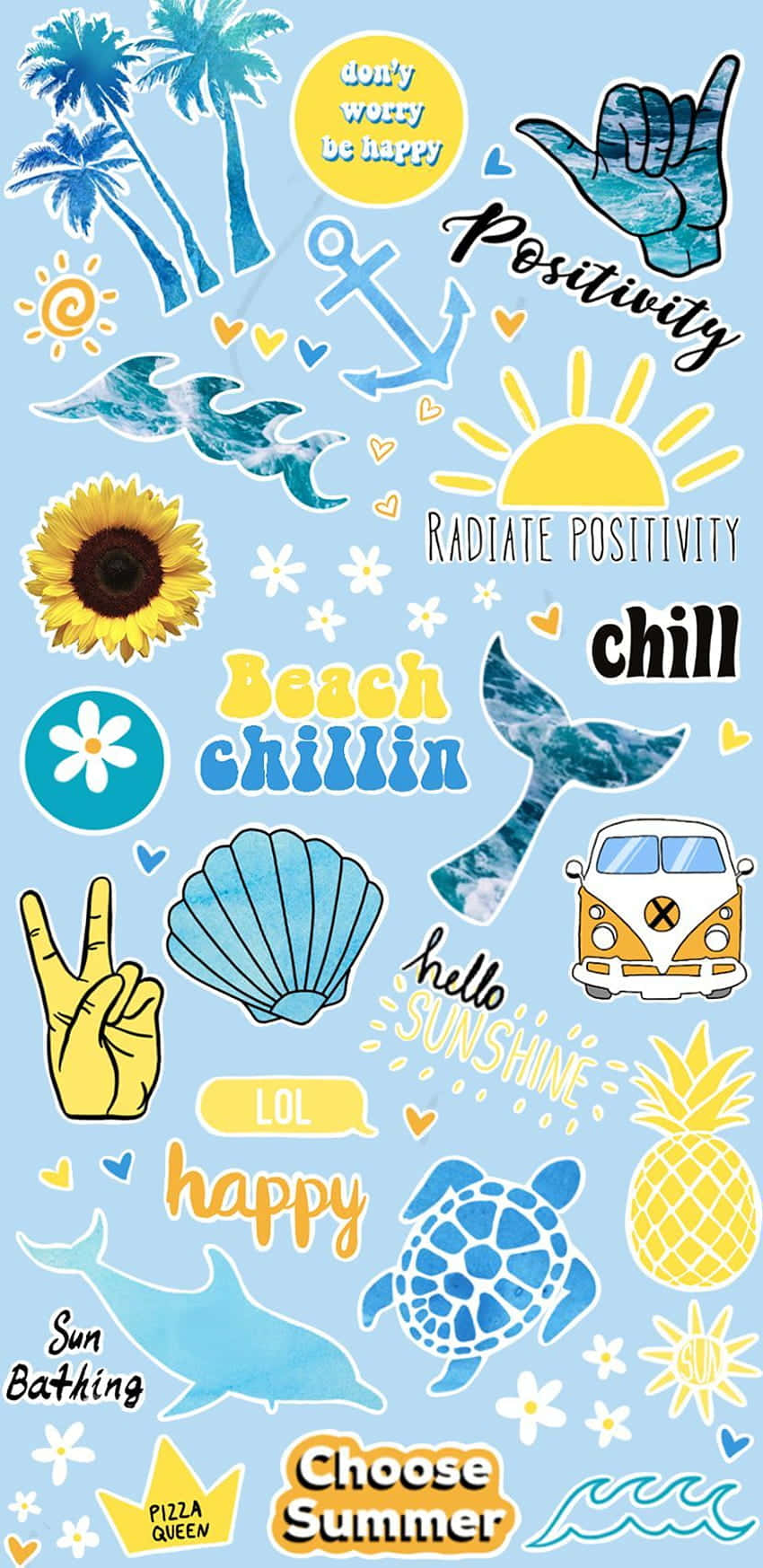 Pastel Summer Vibes Sticker Collage Wallpaper