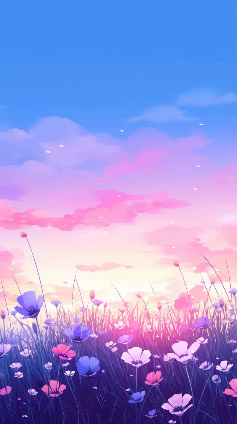 Pastel Sunset Floral Field.jpg Wallpaper