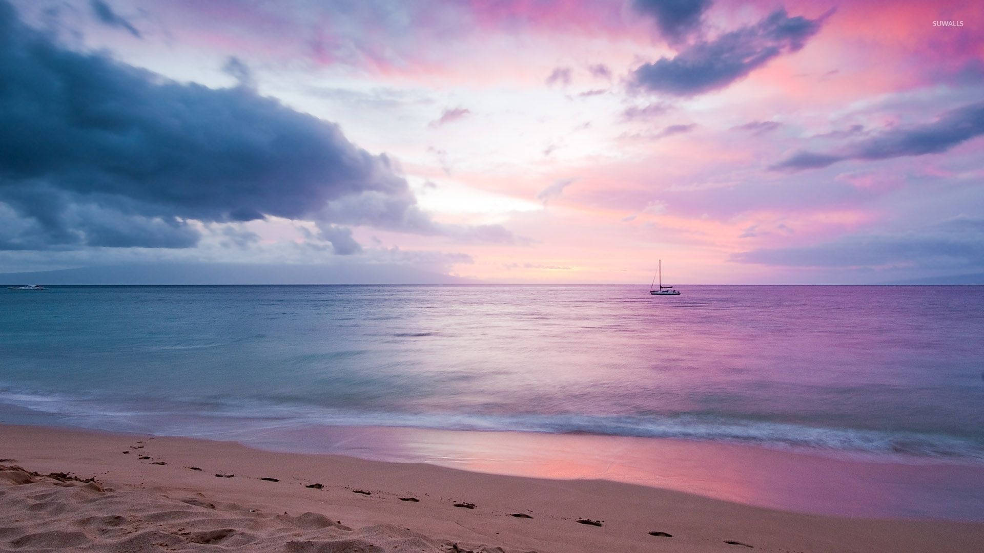 Pastel Sunset Ocean Desktop Wallpaper