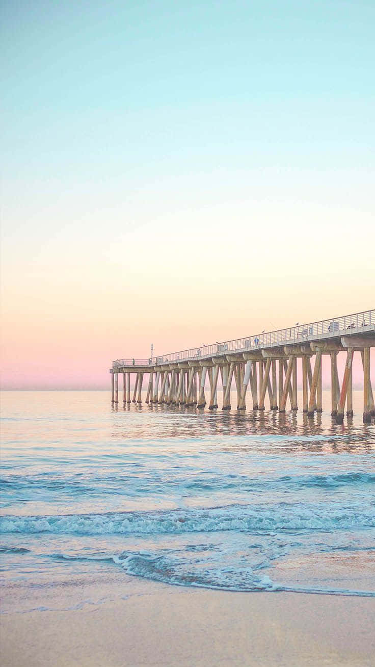 Pastel Sunset Pier Beachscape Wallpaper