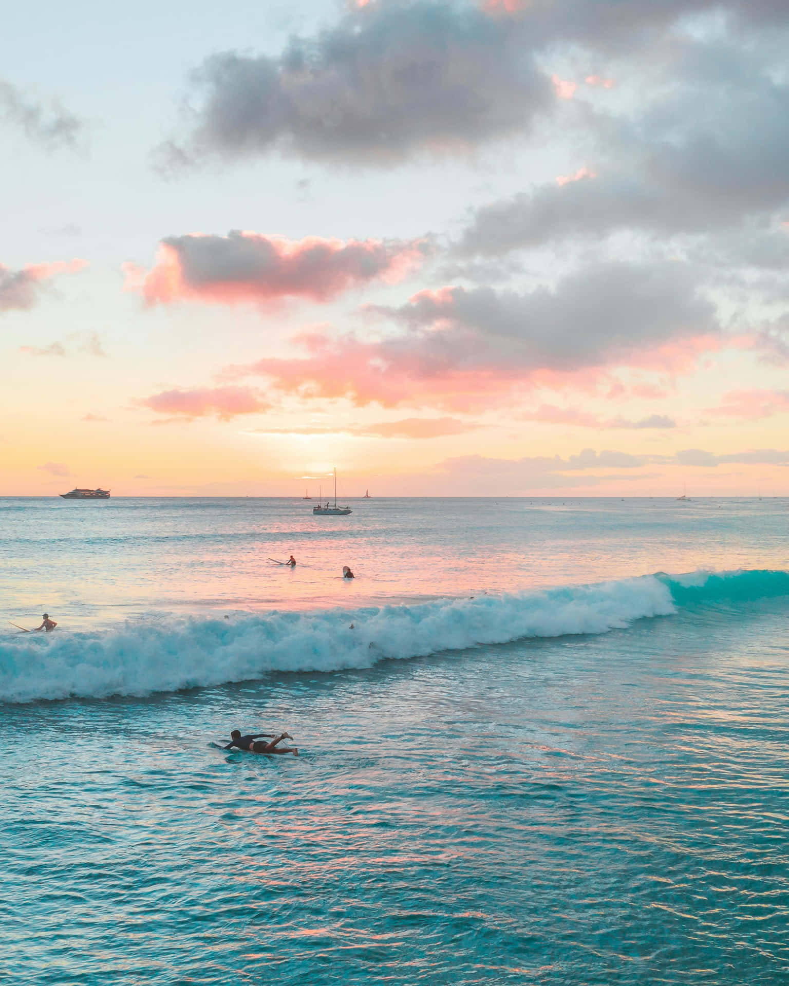 Pastel Sunset Surfing Session Wallpaper