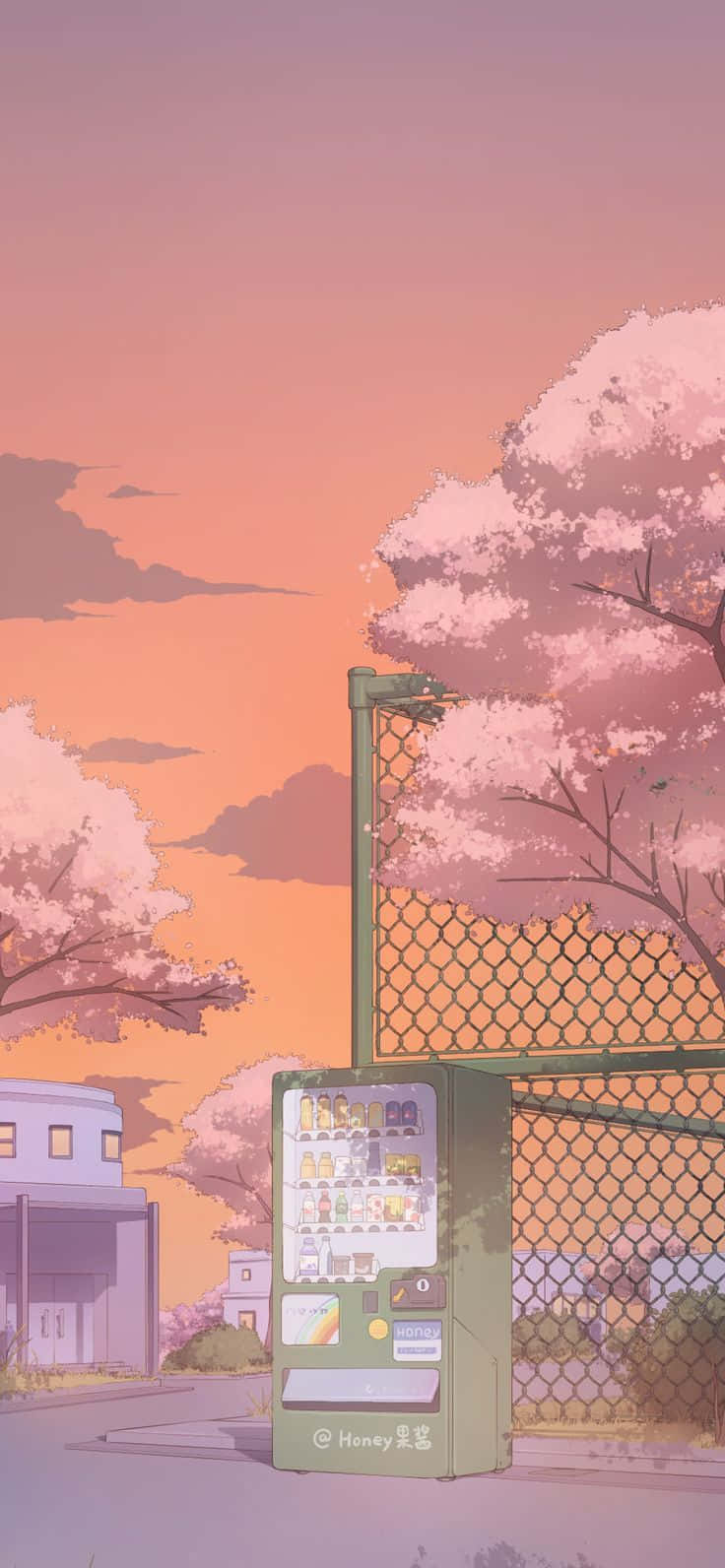 Pastel Sunset Vending Machine Anime Aesthetic.jpg Wallpaper