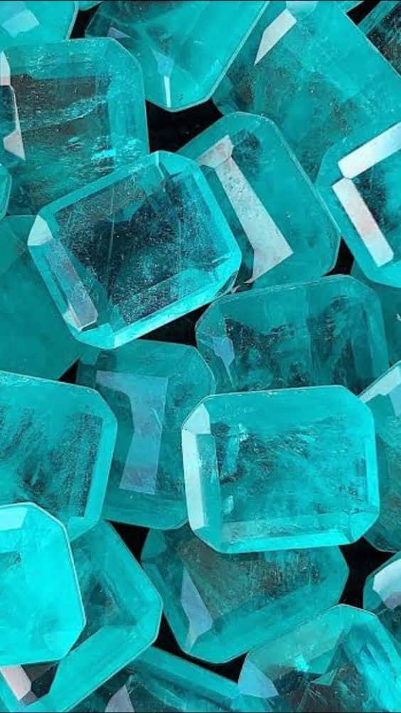 Pastel Teal Crystals Aesthetic Wallpaper