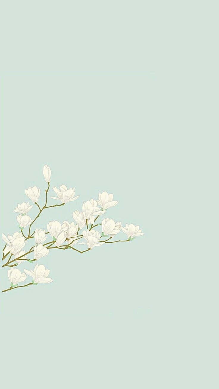 Estetika Bunga Teal Pastel Wallpaper