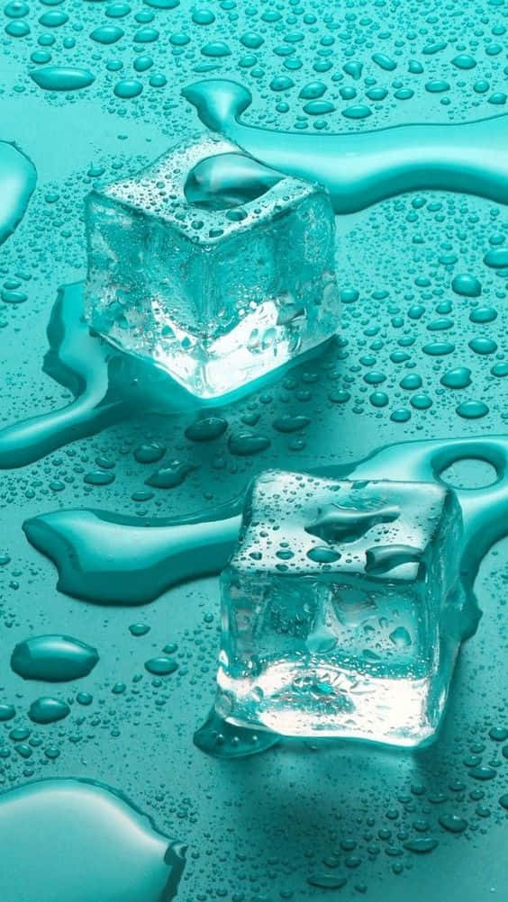 Pastel Teal Ice Cubes Aesthetic Wallpaper
