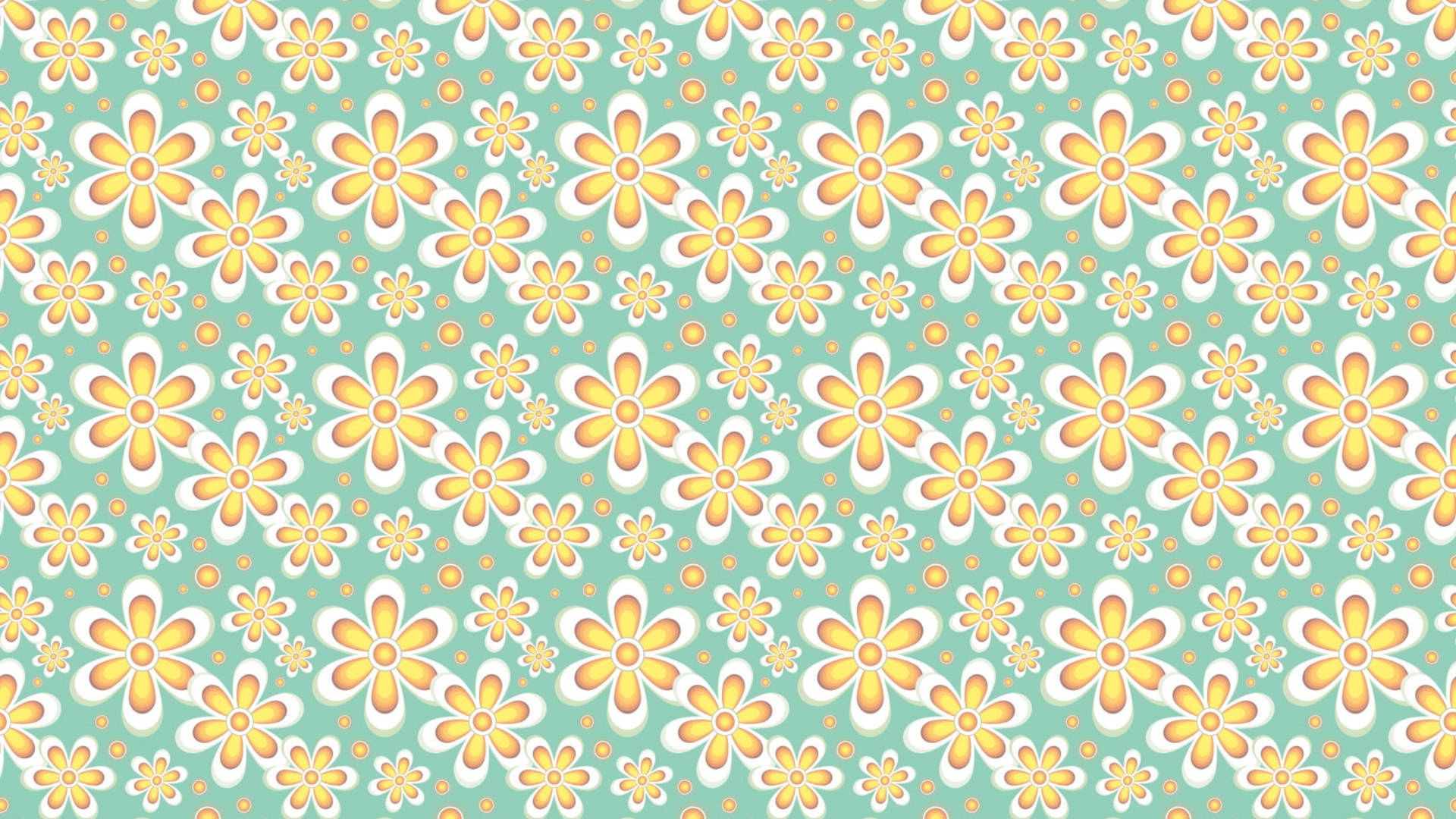 A Floral Pattern In Turquoise And Yellow Wallpaper