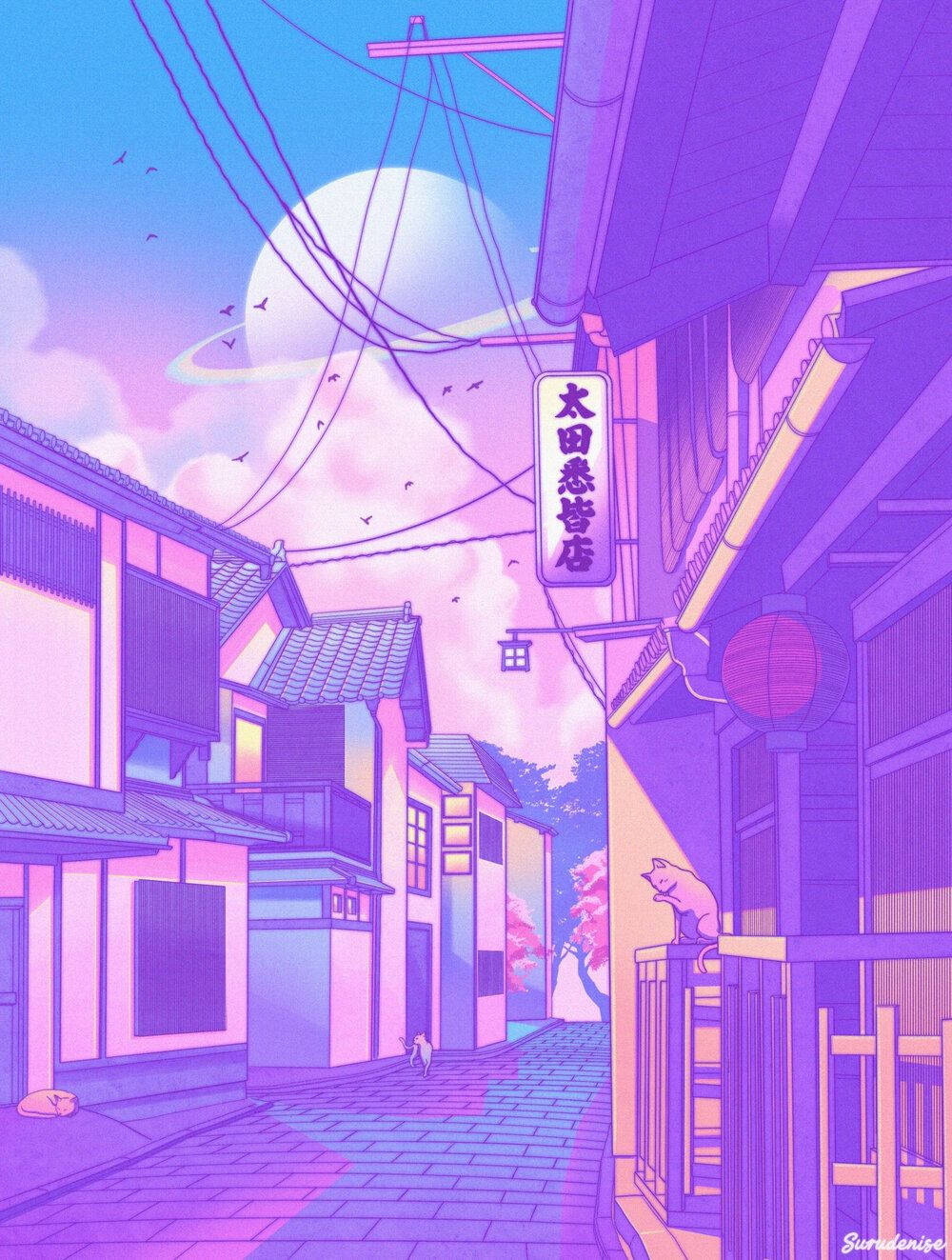 Pastel Telefon Anime Kvarter Wallpaper