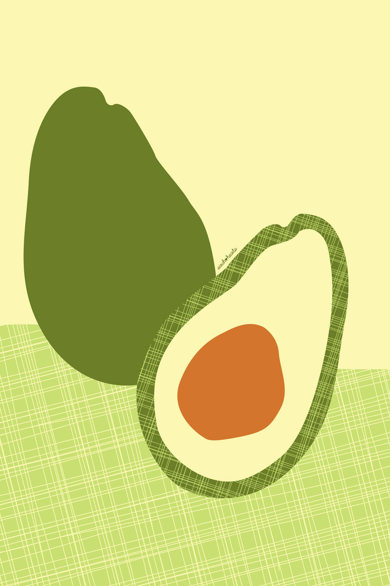 Pastel Themed Avocado Fruit Digital Artwork Picture