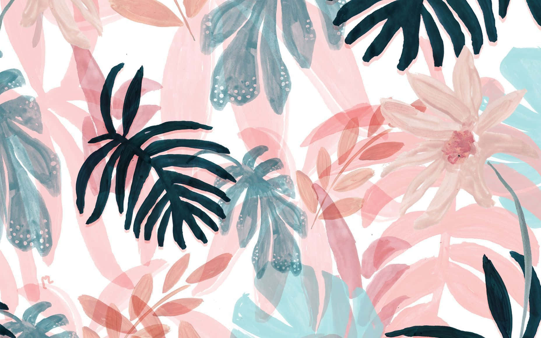 Pastel Tropical Floral Pattern.jpg Wallpaper