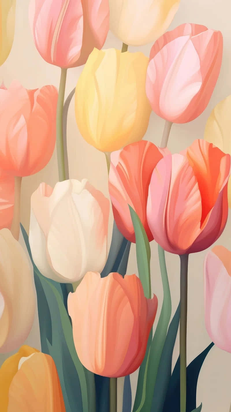 Pastel Tulips Artwork Wallpaper