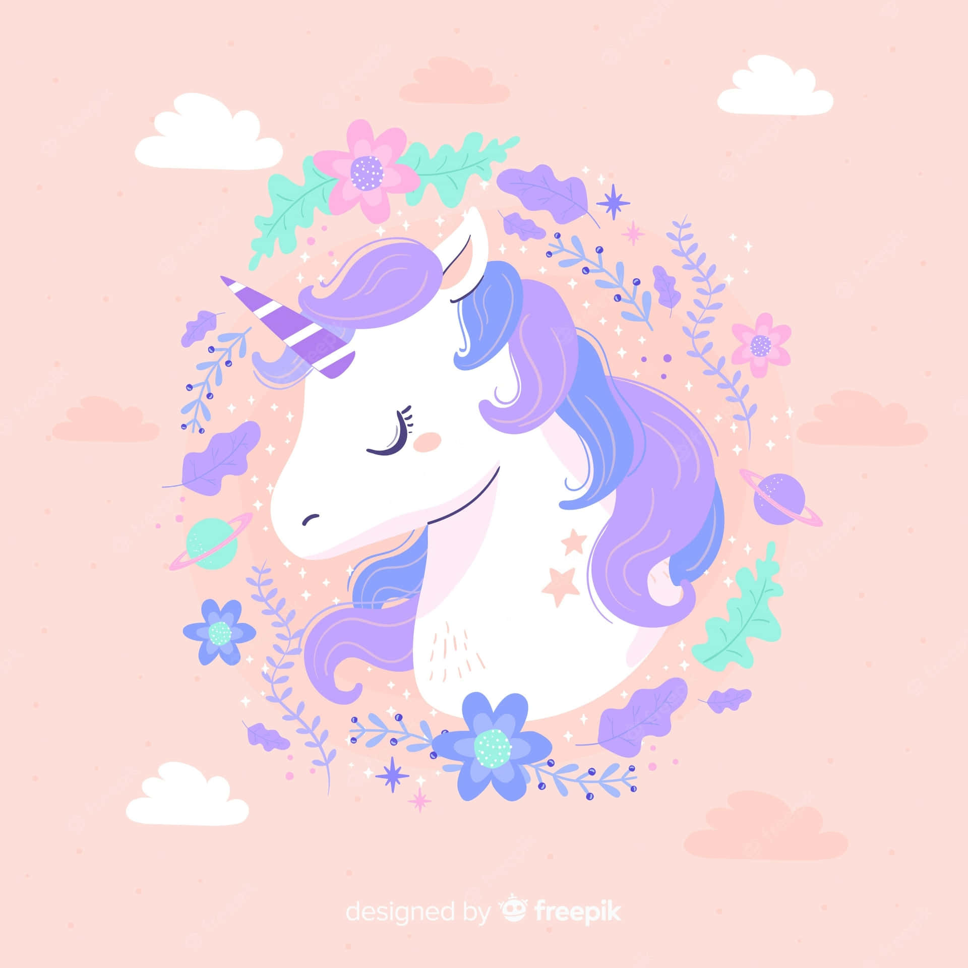 Joyful Pastel Colours Illuminate the Magical Unicorn Wallpaper