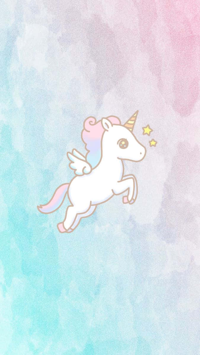 A dreamy pastel unicorn flying Wallpaper