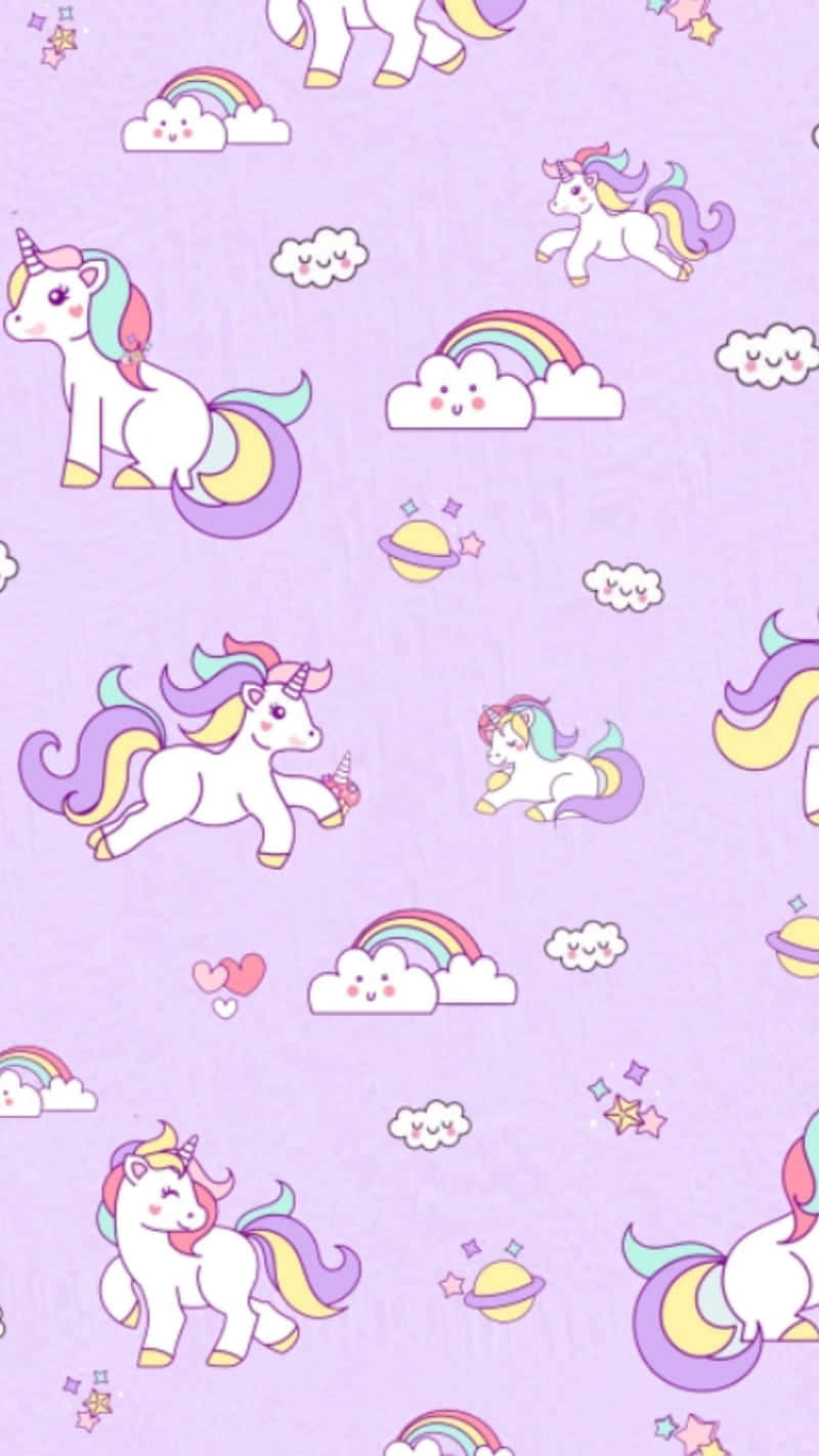 En Magisk Pastelfarvet Unicorn Wallpaper