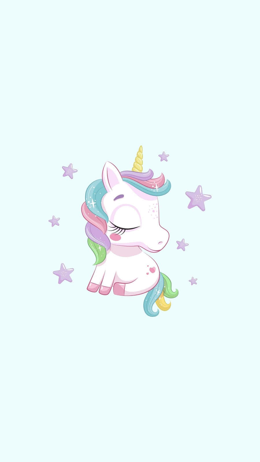$  A magical, pastel unicorn in a vibrant meadow Wallpaper