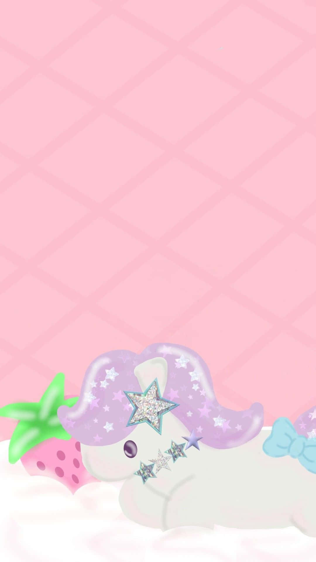 A White Unicorn With A Strawberry On It Wallpaper