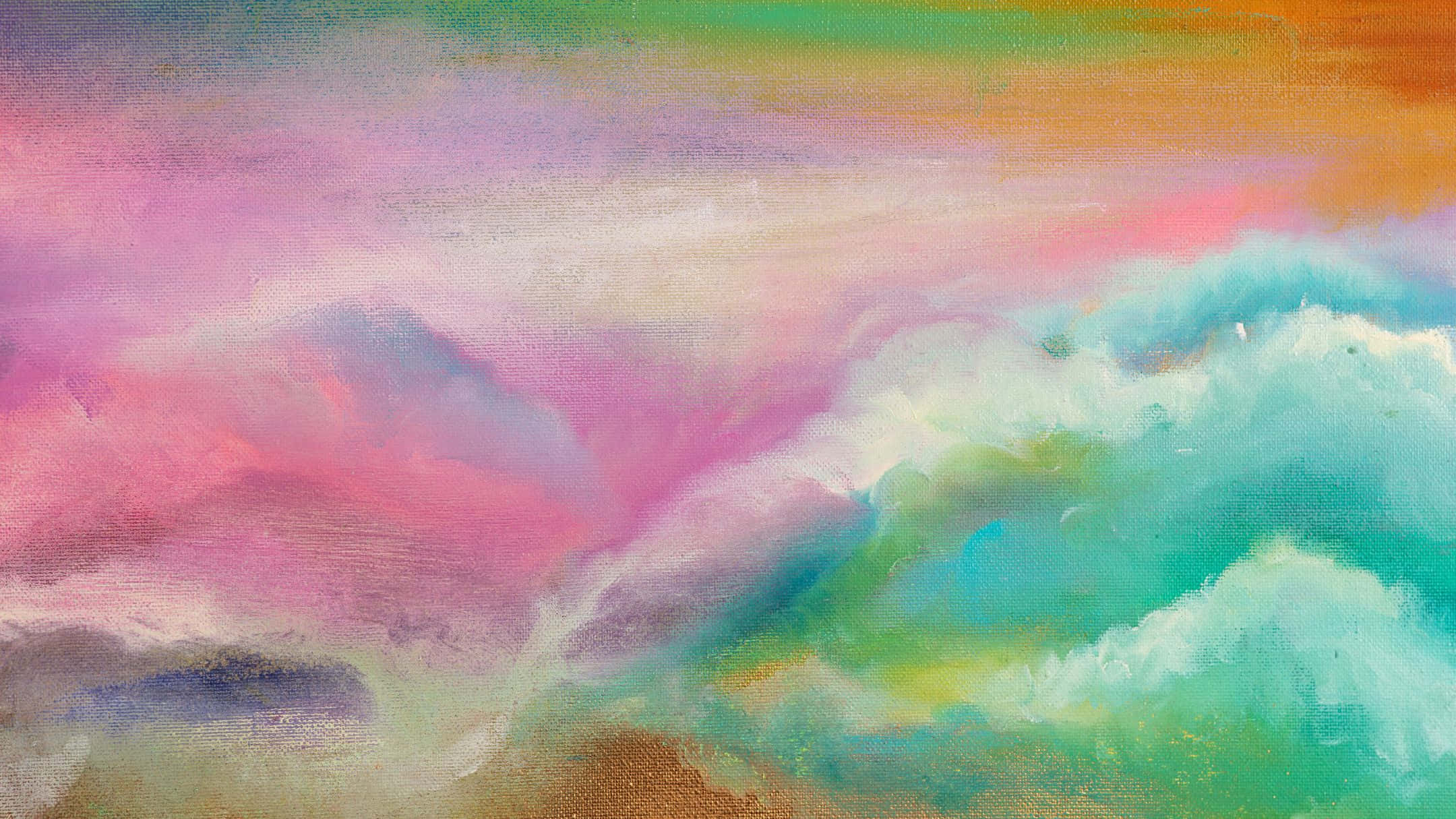 A Painting Of A Colorful Painting Of A Mountain