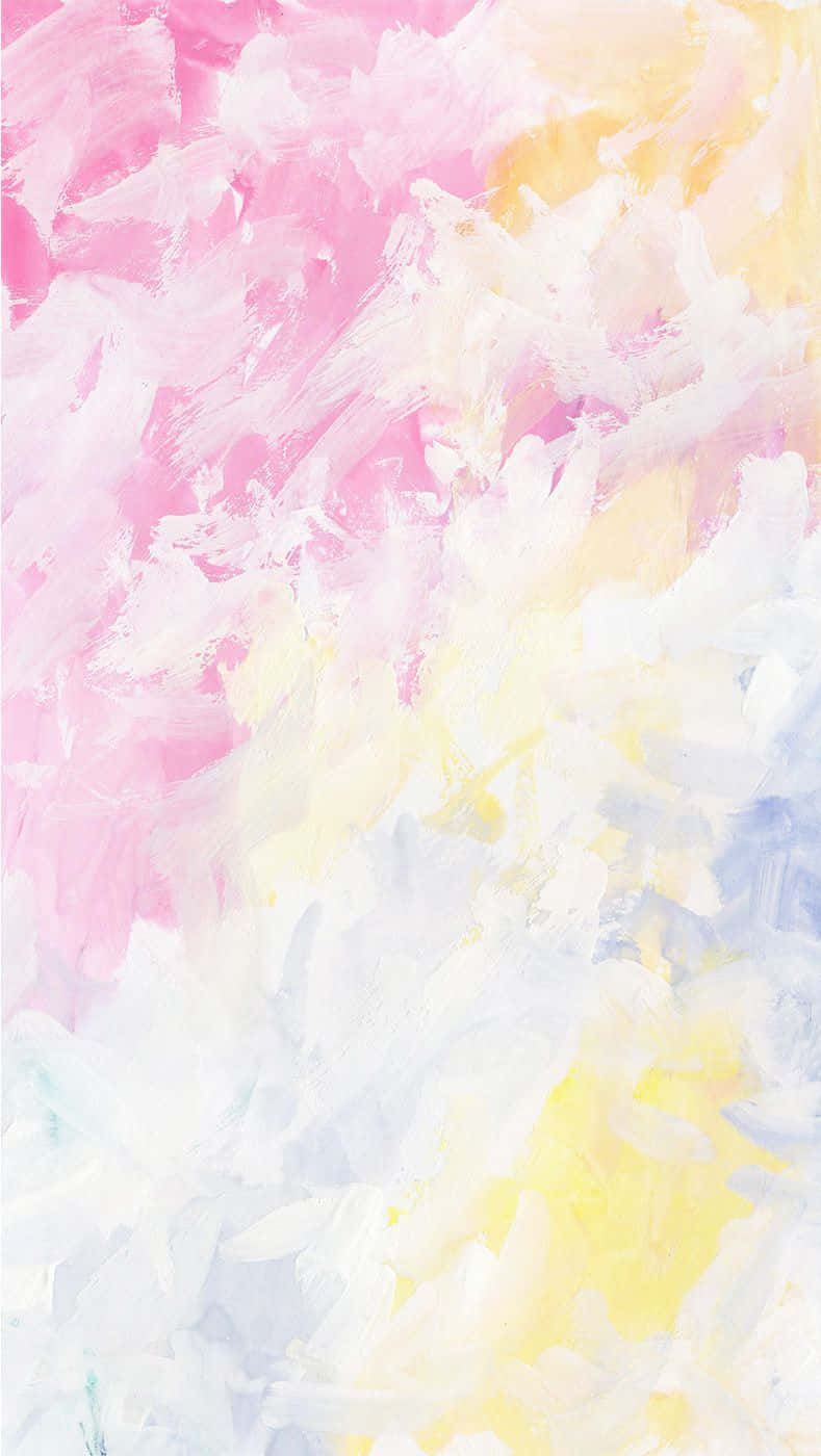 A Painting Of A Yellow, Pink And Blue Sky Wallpaper