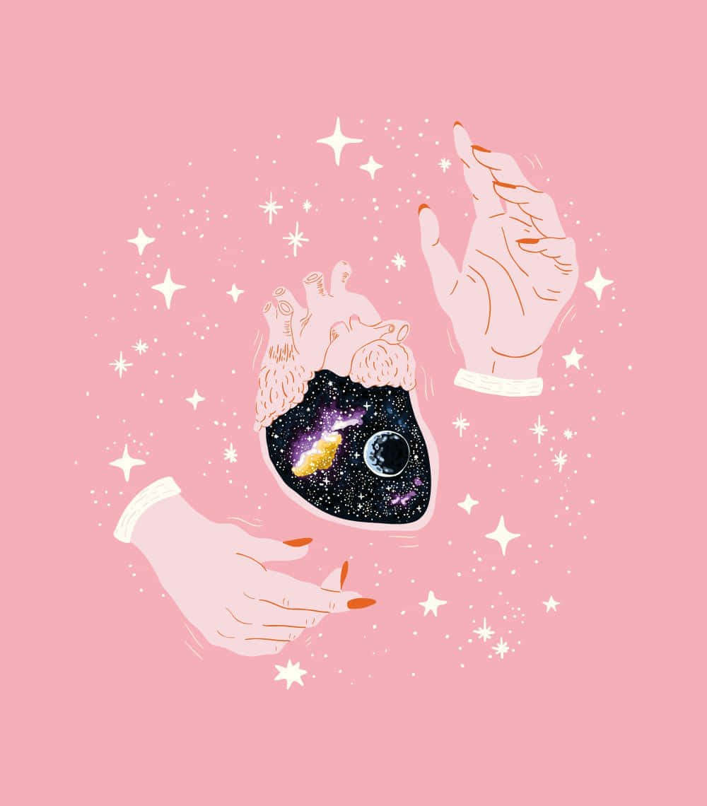 Pastel Witch Aesthetic Cosmic Heart Wallpaper