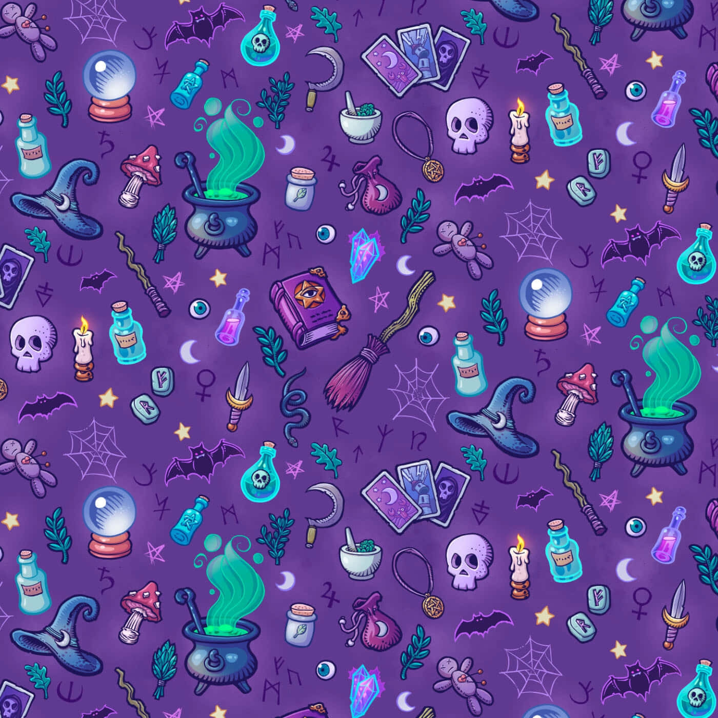 Pastel Witch Aesthetic Pattern Wallpaper
