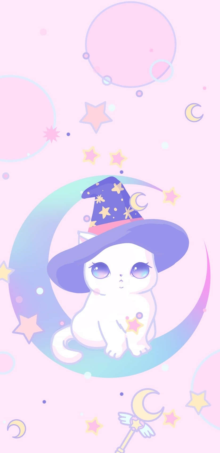 Pastel Witch Cat Aesthetic.jpg Wallpaper