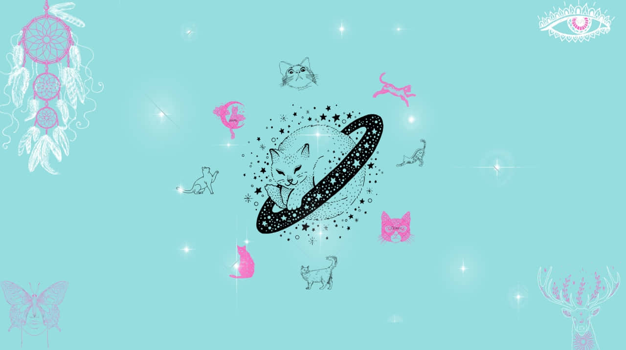 Pastel_ Witch_ Cat_and_ Dreamcatcher_ Aesthetic Wallpaper