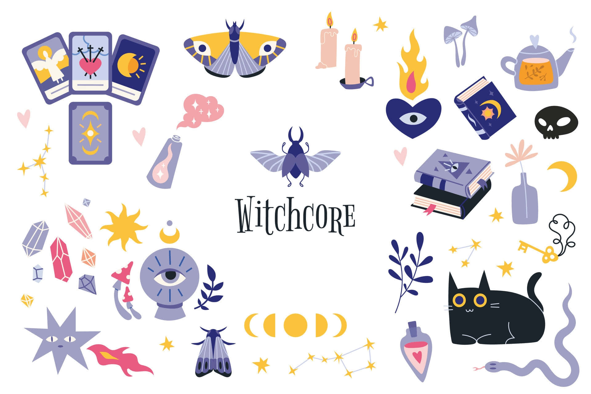 Pastel Witchcore Aesthetic Elements Wallpaper