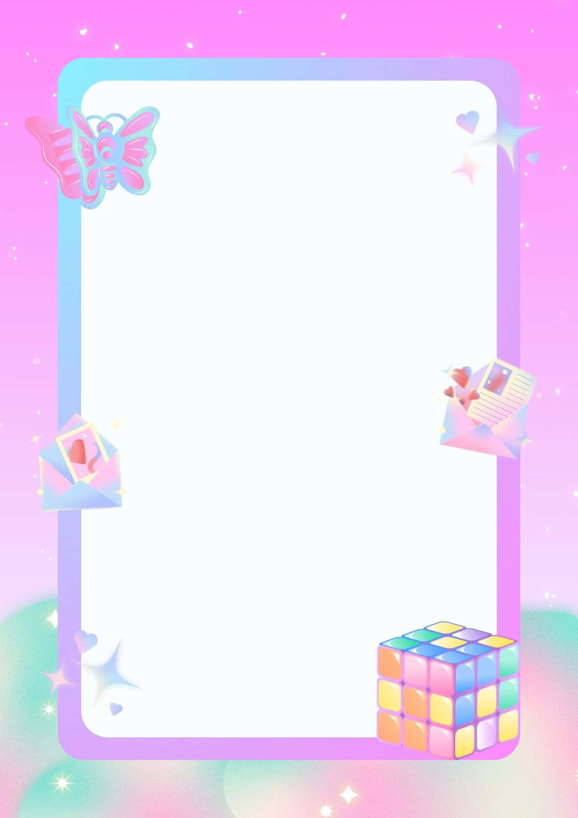 Pastel Y2 K Aesthetic Frame Wallpaper