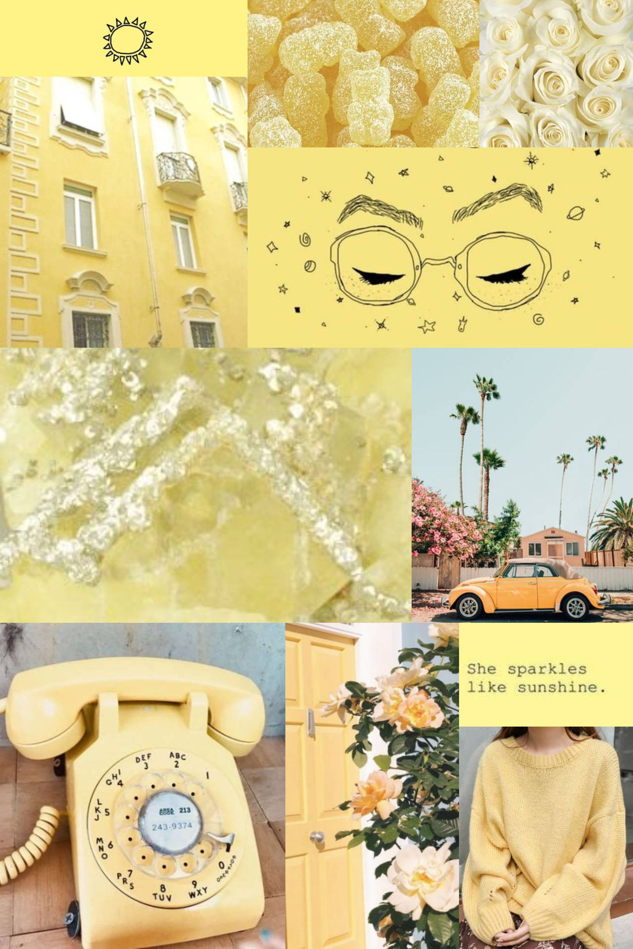 Pastel Yellow Aesthetic Collage Wallpaper