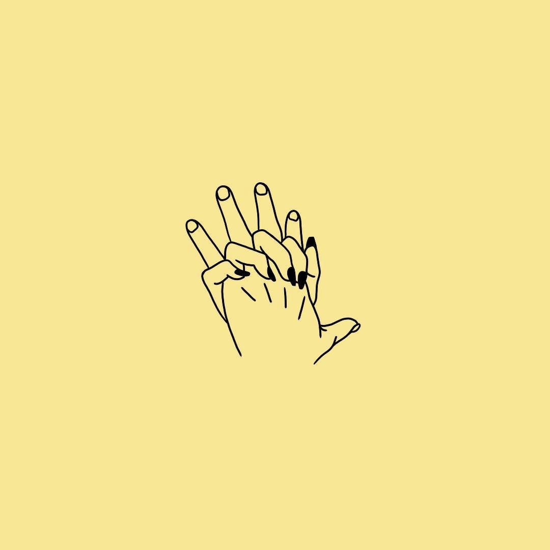 Pastel Yellow Aesthetic Intercrossed Hands