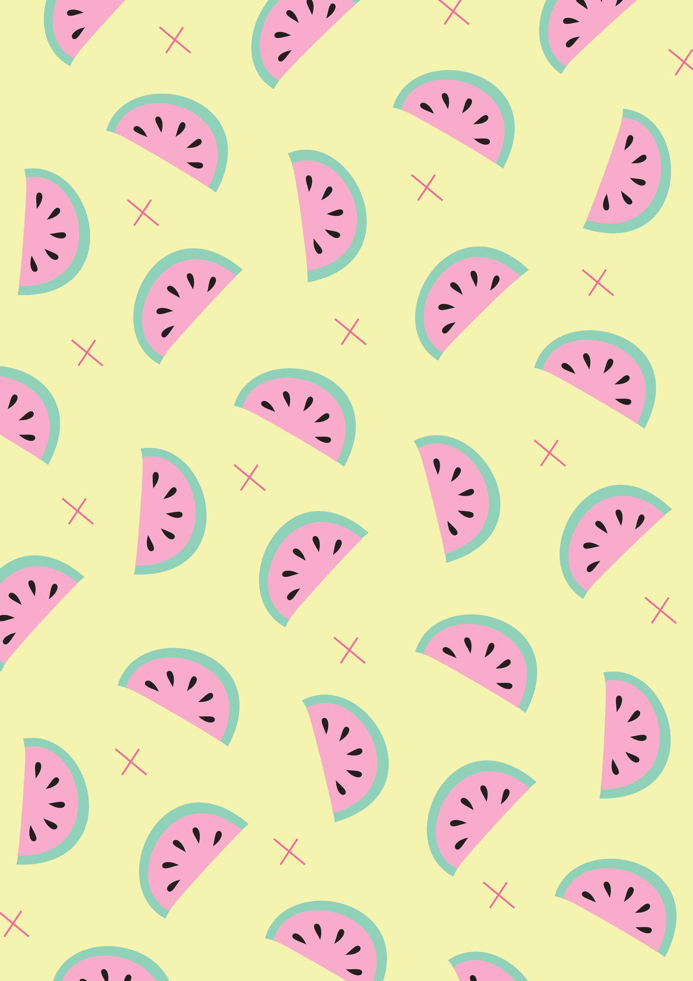 Pastelgelbesniedliches Wassermelonen-design Wallpaper