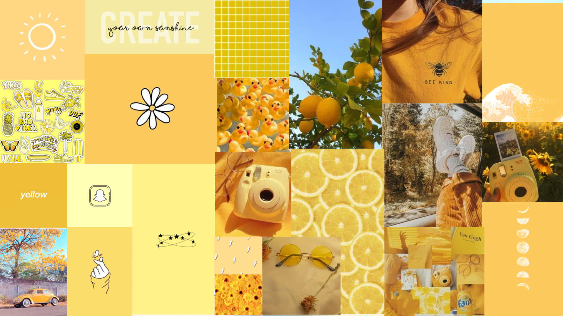 Yellow Collage Kit Yellowwhite Aesthetic Wall Collage Kit aesthetic yellow  HD wallpaper  Pxfuel