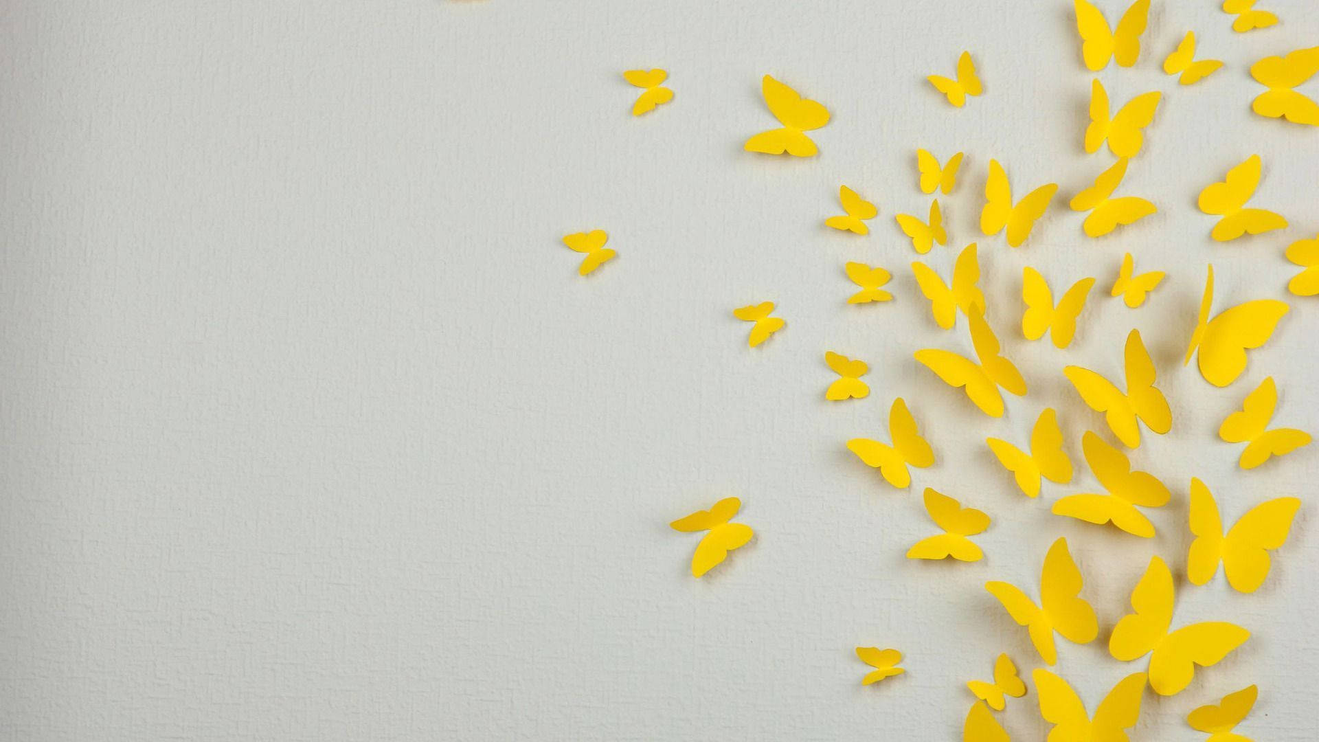 Pastel Yellow Paper Butterflies Wallpaper