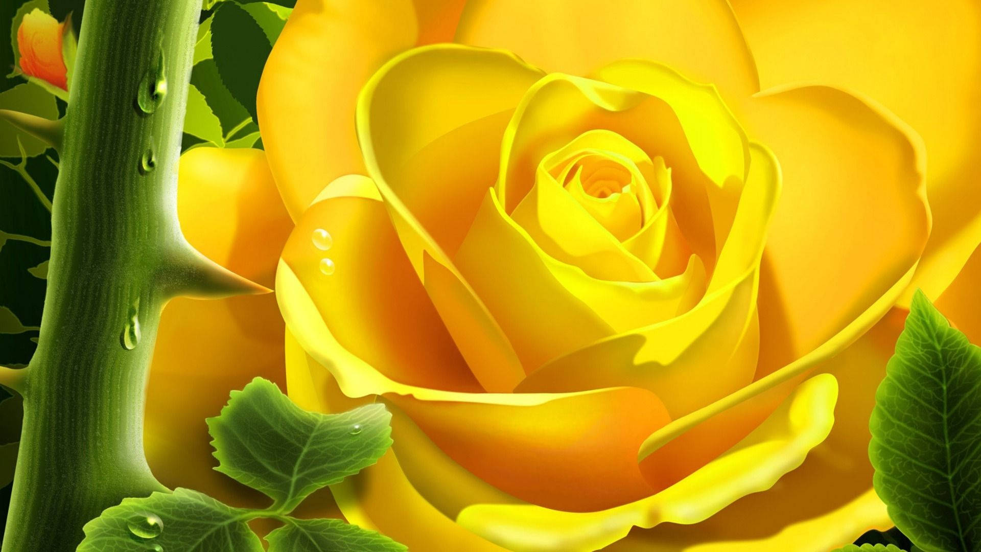 Pastel Yellow Rose Digital Painting Wallpaper