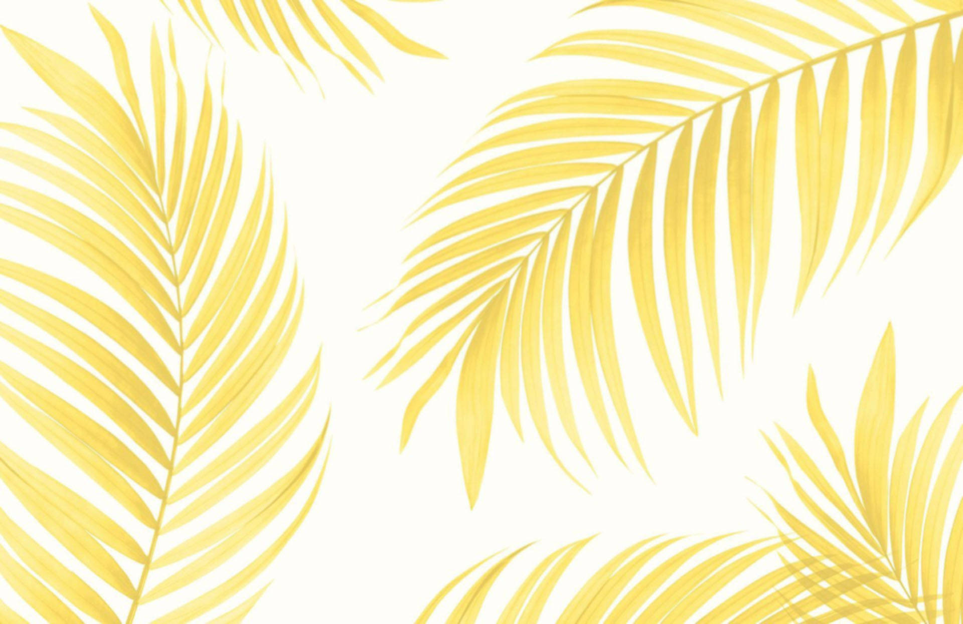 Pastel Yellow Tropical Palm Leaves Wallpaper