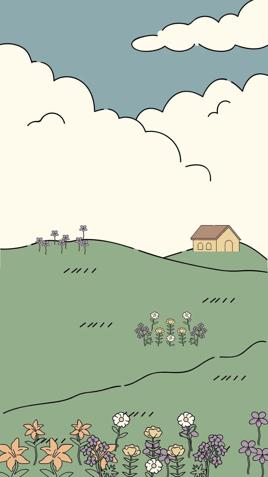 Pastoral Landscape Illustration Wallpaper