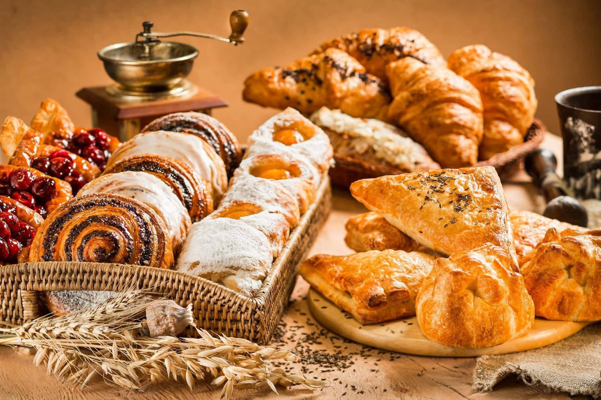 An appetizing assortment of pastries fresh from the bakery.