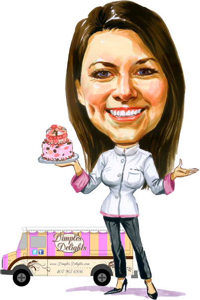 Pastry Chef Caricaturewith Cakeand Van PNG