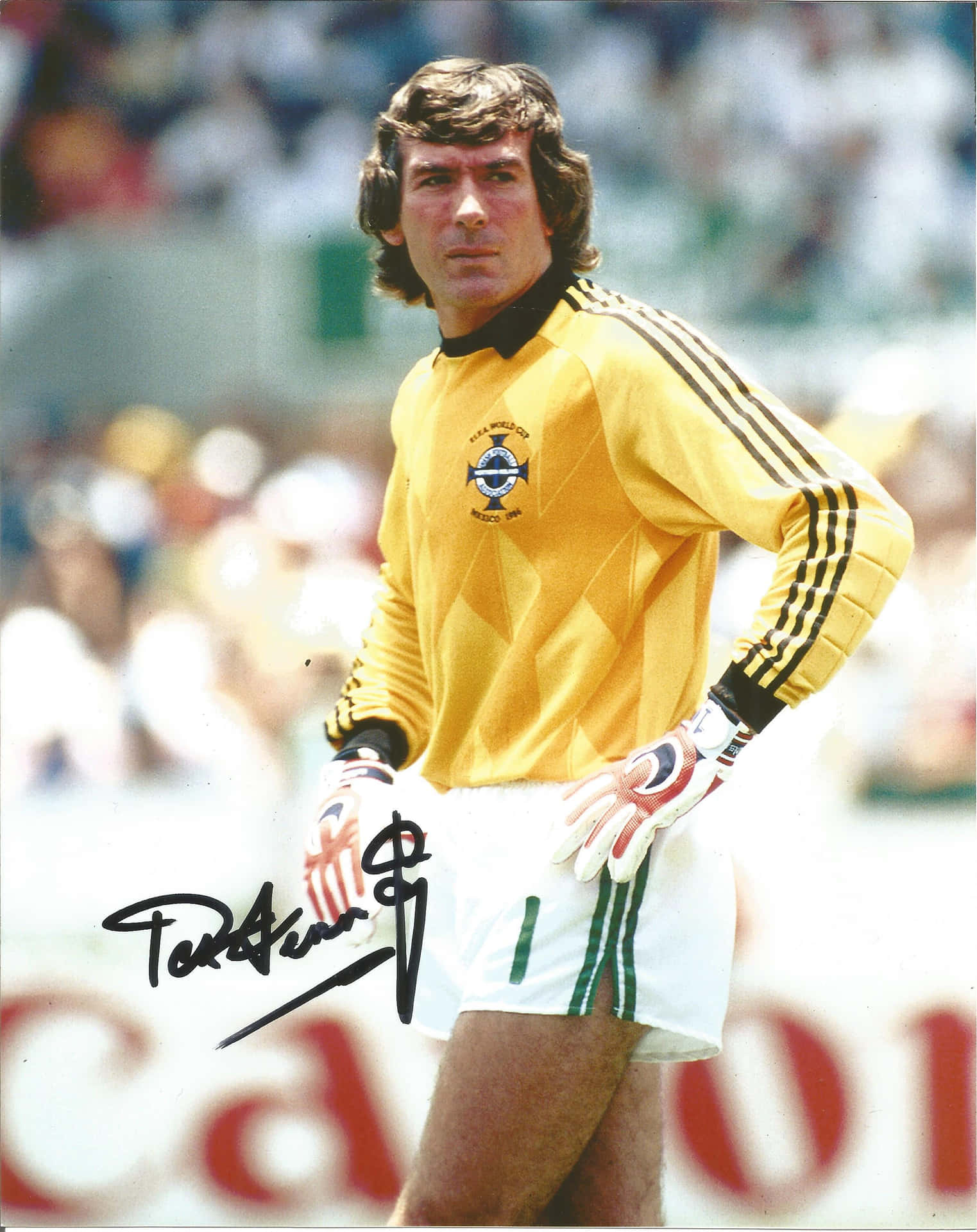 Det viser et foto af Pat Jennings fra det nordirske hold under Fodbold-VM 1986. Wallpaper