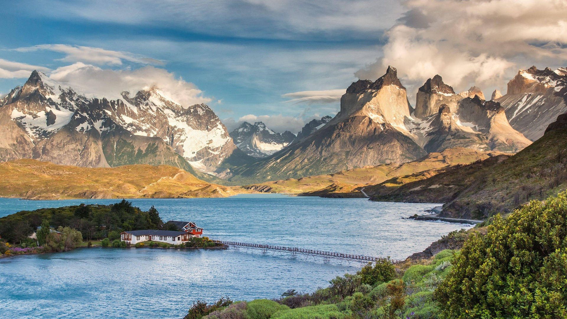 Patagonia Huge Lake With Houses