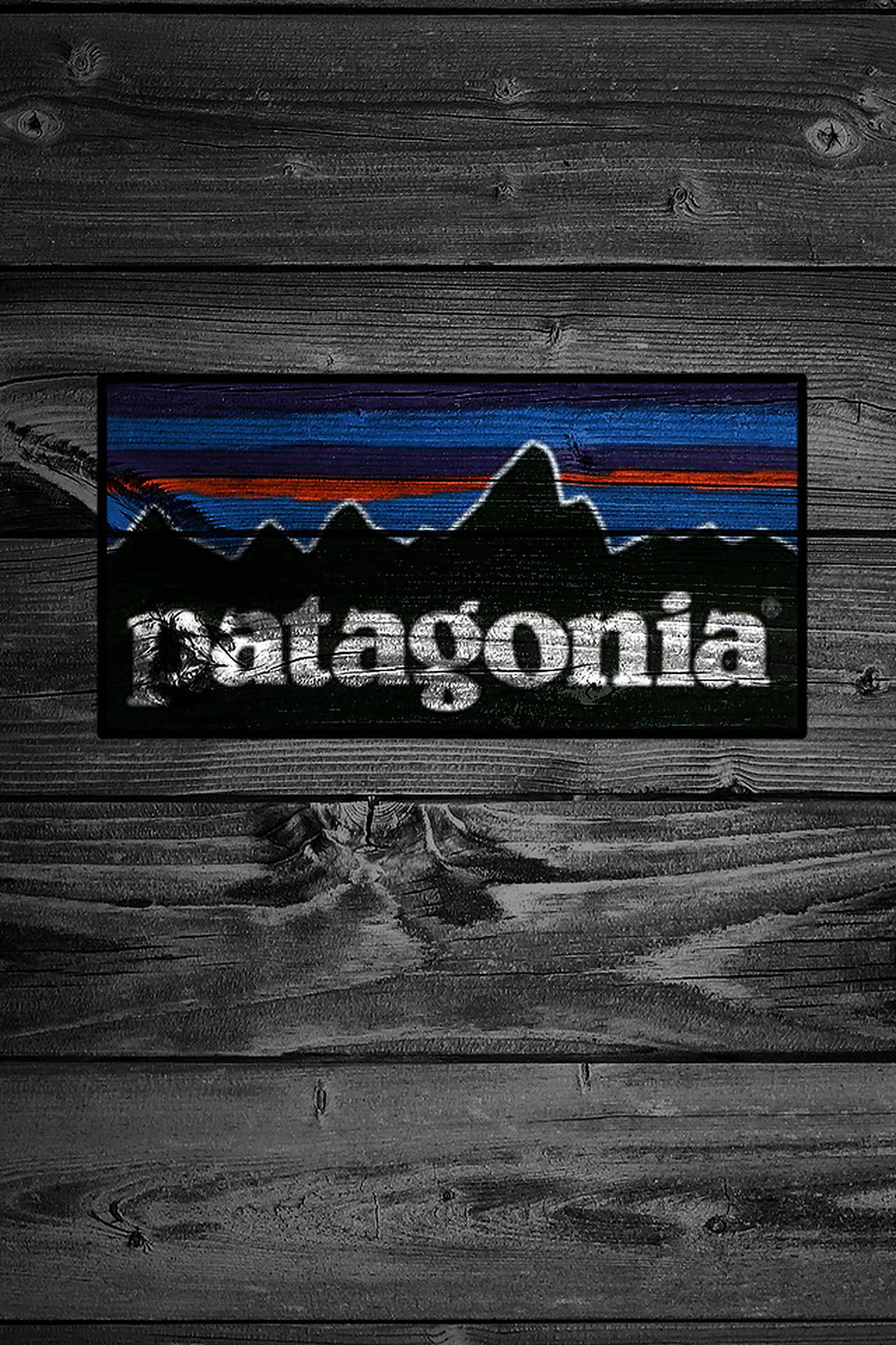 Patagonia Logo On Wood Wallpaper