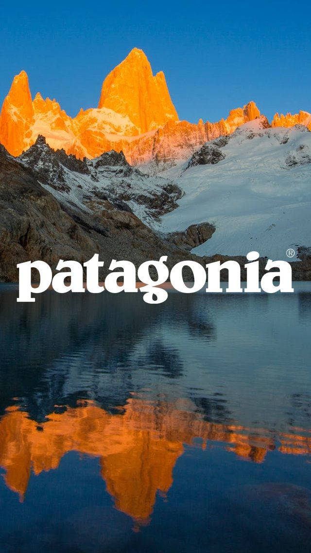Patagonia Logo Orange Sunset Bjerg Wallpaper
