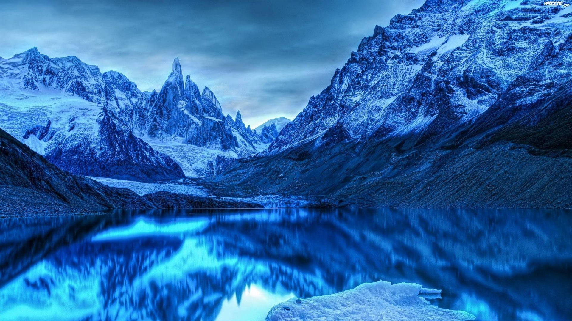 Patagonia Monochromatic Blue Mountain Range