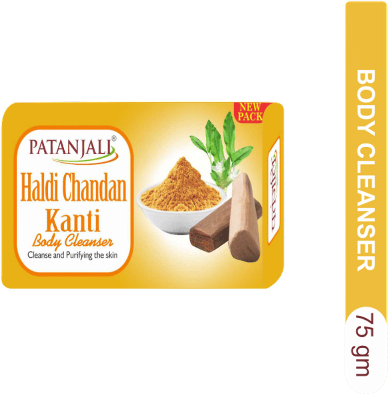 Patanjali Haldi Chandan Kanti Soap Packaging PNG