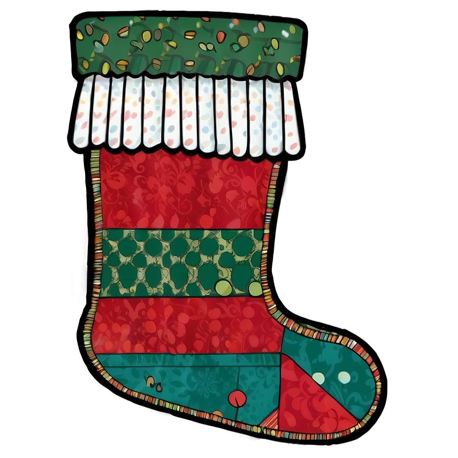 Patchwork Christmas Stocking Png Edq PNG