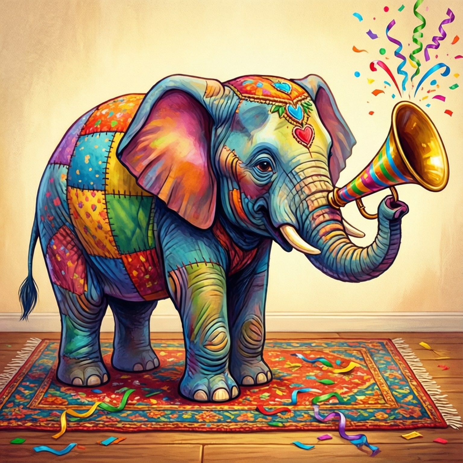 Festa do Elefante Patchwork Papéis de Parede
