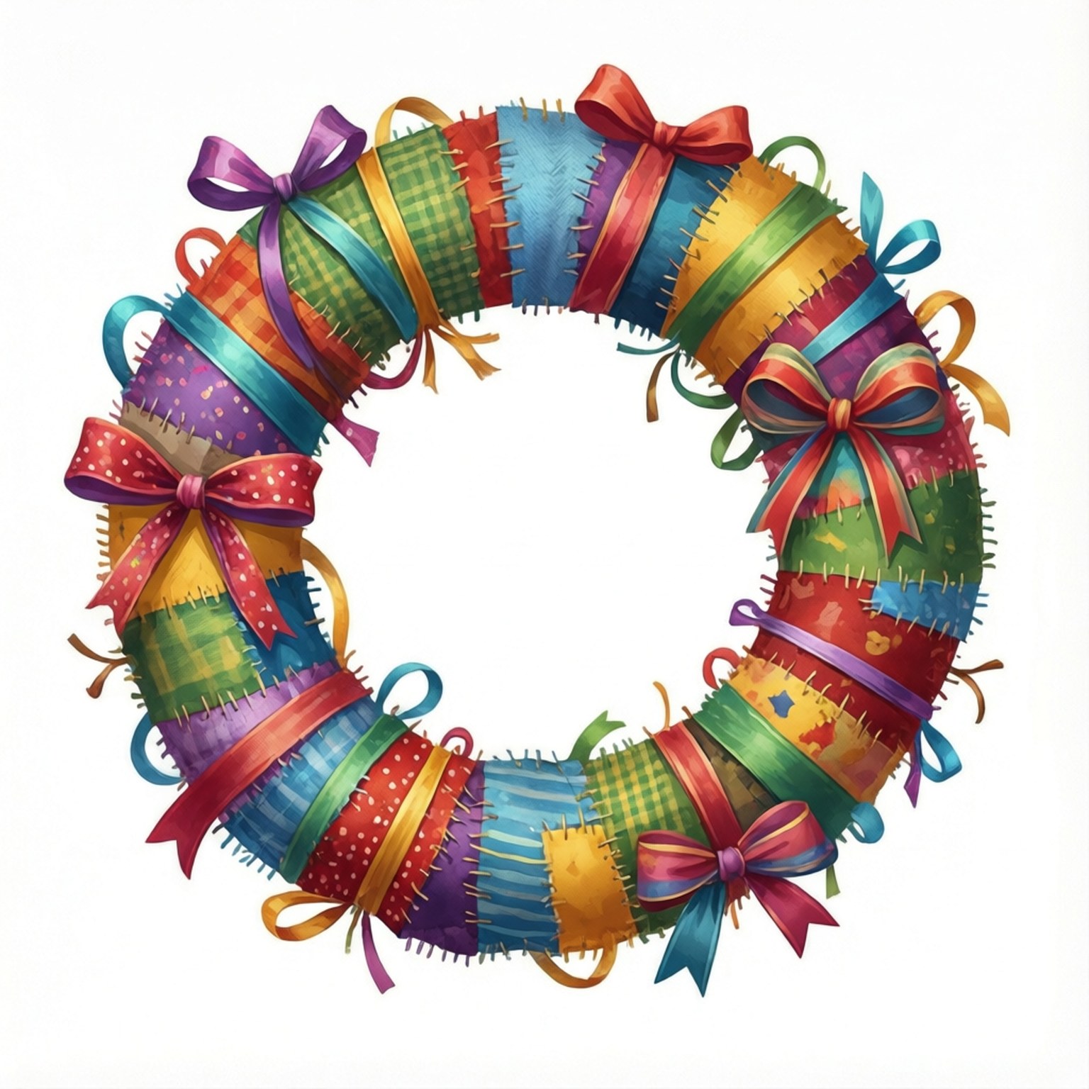 Patchwork Ribbon Wreath Wallpaper