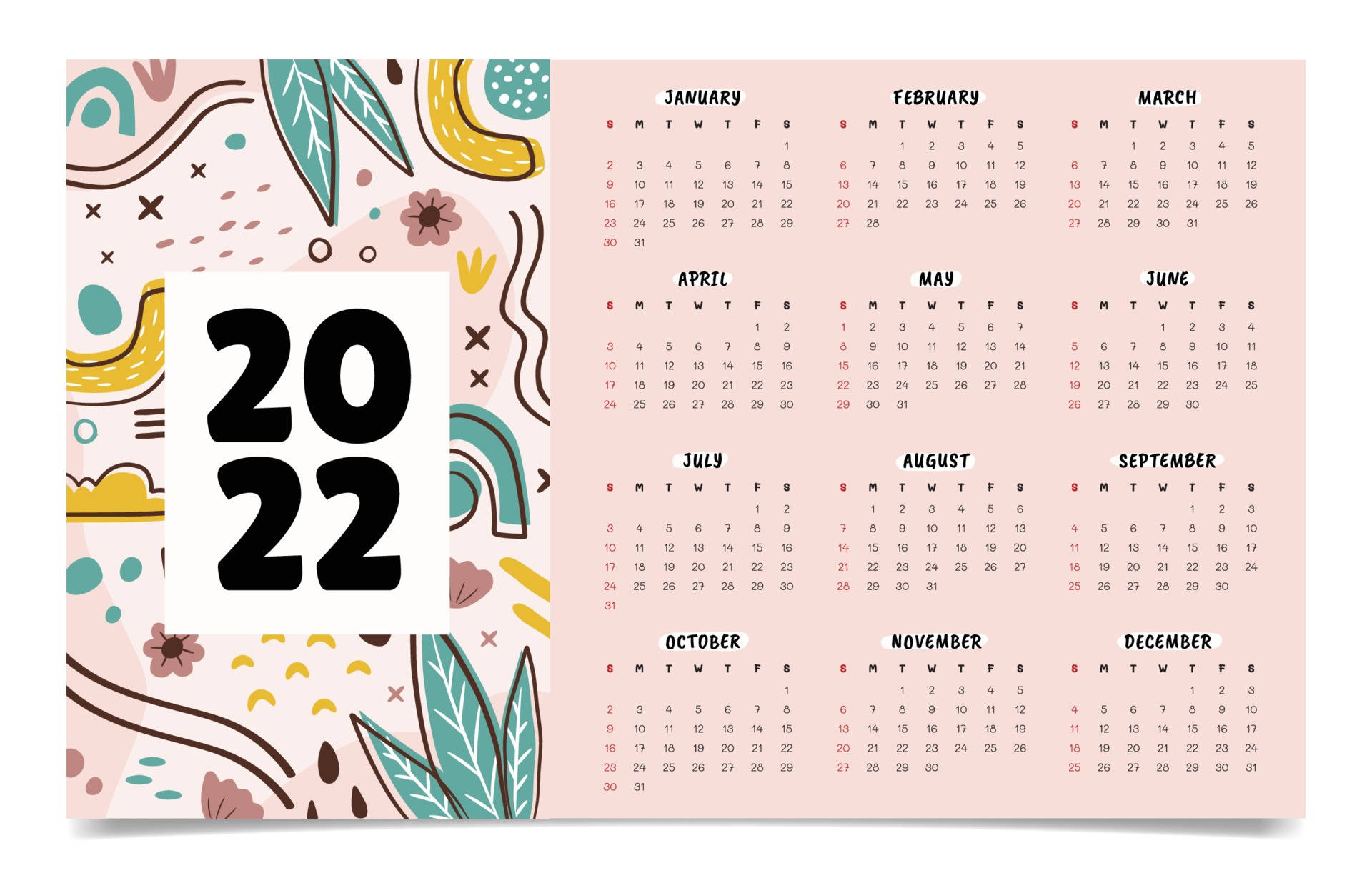 Patel Pink 2022 Calendar Picture