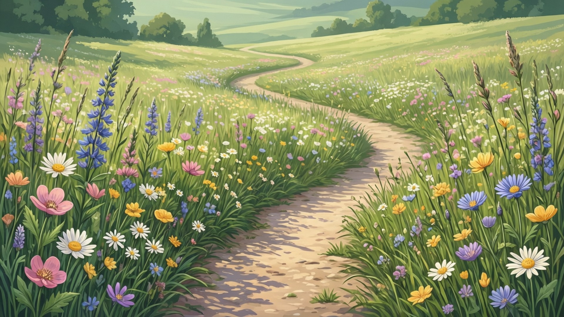 Weg durch die Wiese Wallpaper